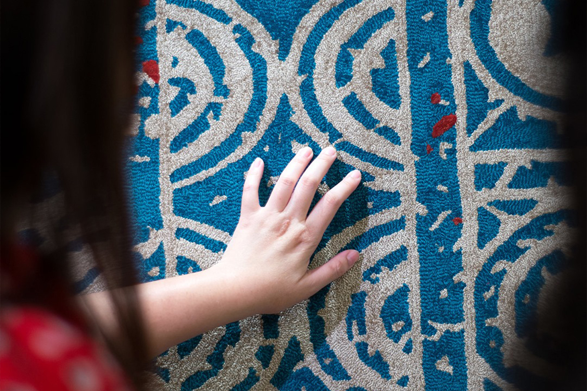 Blue hand tufted rug feeling