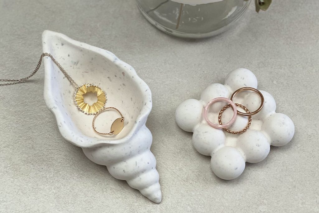 Rugmaker_Jesmonite trinket terrazzo tray for jewellery storage and decoration