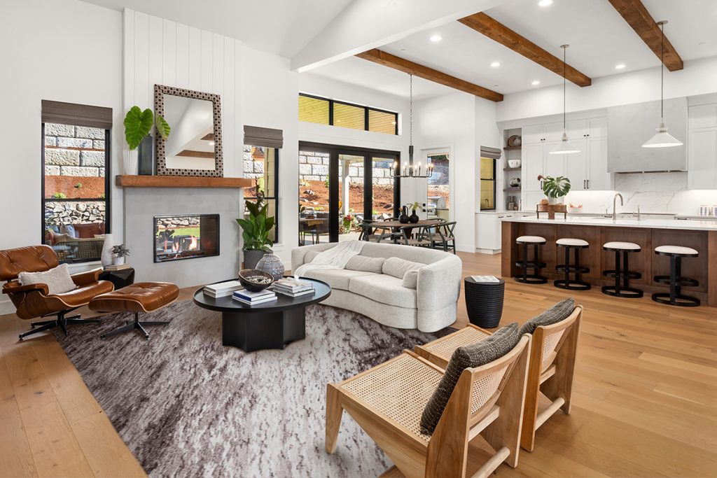 Rugmaker_Blog-Piece_Living room and kitchen in new luxury home with open concept design