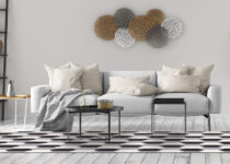 Rugmaker_Blog-Piece_Main Image_Modern interior design of scandinavian apartment, living room with white sofa, dining roo
