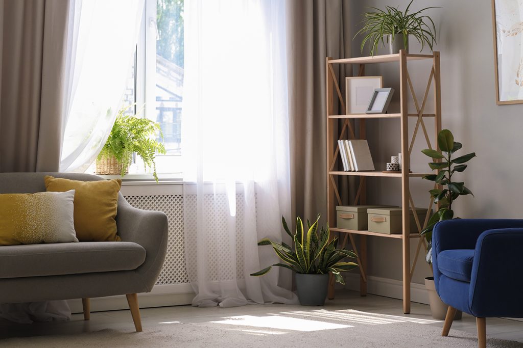 Rugmaker_Blog-Piece_Stylish furniture and elegant curtains in living room. Interior design