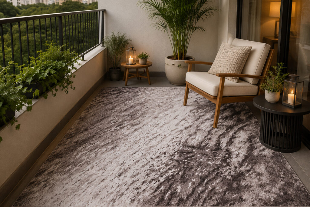 Rugmaker_Blog-Piece_Rug on a balcony gloomy weather